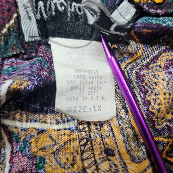 Vintage Michael Taylor Paisley Skirt Women 1X Purple 80s Preppy Cottage Academia - Picture 9 of 9